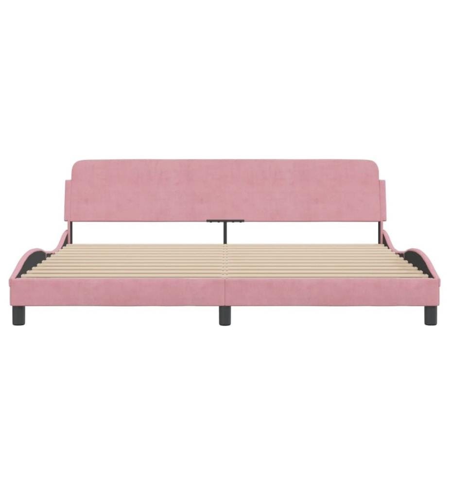 Bettgestell mit Kopfteil Rosa 200x200 cm Samt