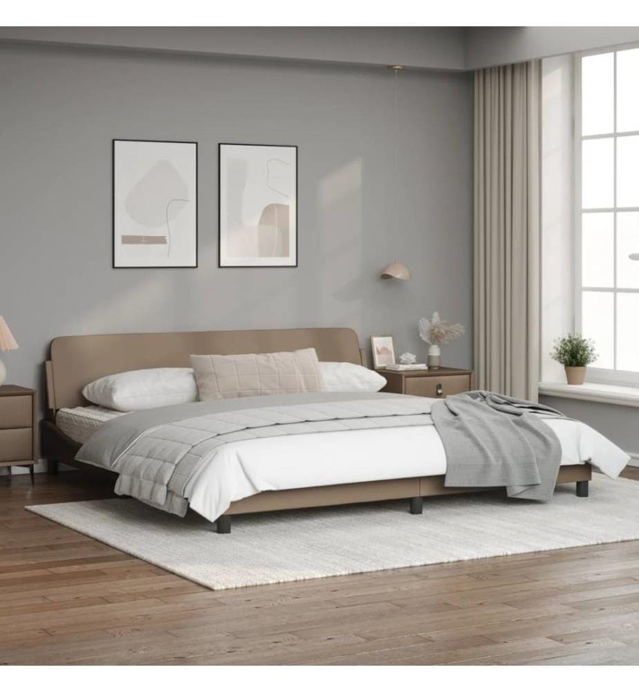 Bettgestell mit Kopfteil Cappuccino-Braun 200x200 cm Kunstleder