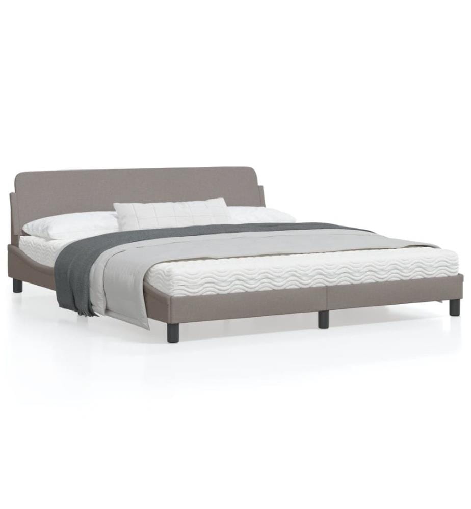 Bettgestell mit Kopfteil Taupe 180x200 cm Stoff