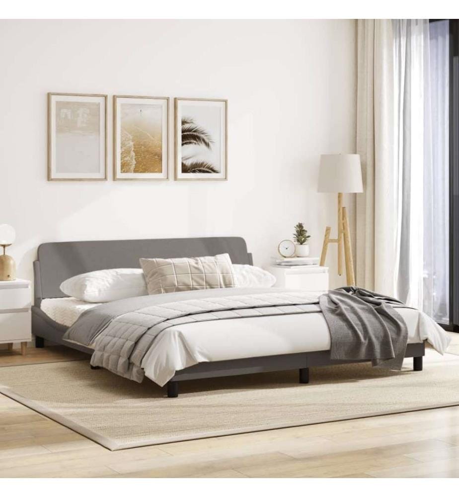 Bettgestell mit Kopfteil Taupe 180x200 cm Stoff