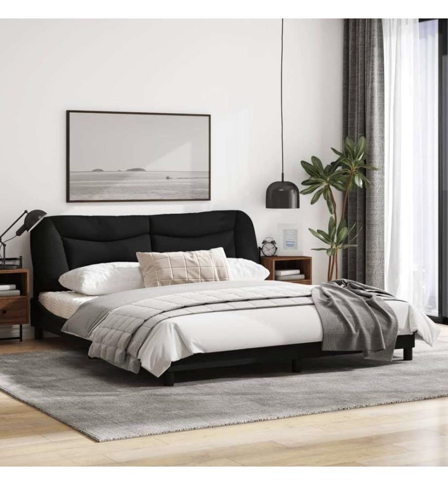Bettgestell mit LED Schwarz 180x200 cm Stoff