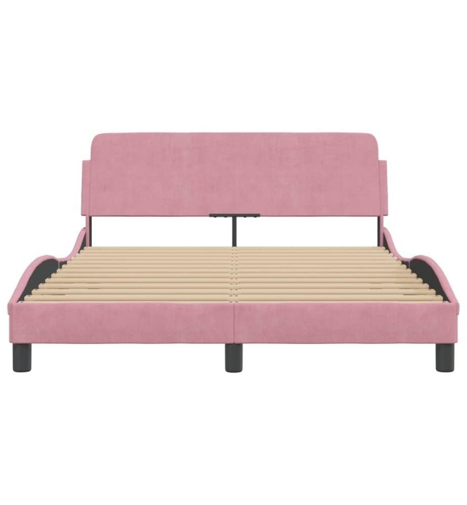 Bettgestell mit Kopfteil Rosa 140x200 cm Samt