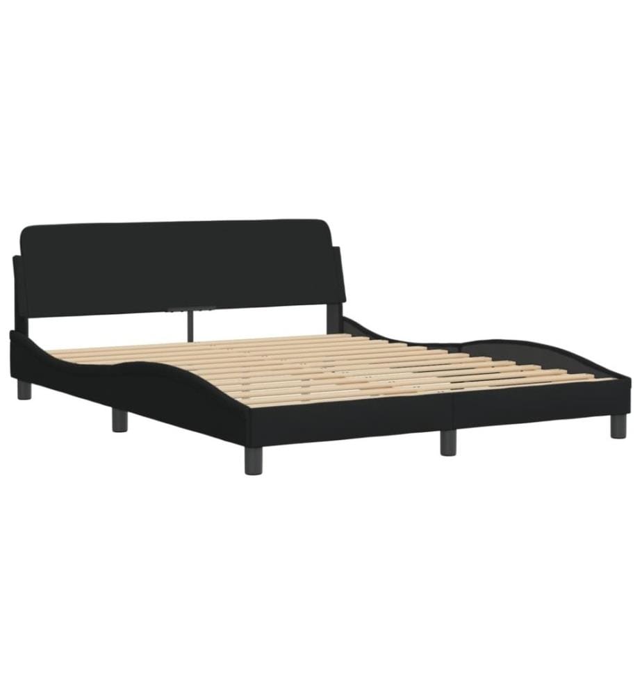 Bettgestell mit Kopfteil Schwarz 160x200 cm Stoff