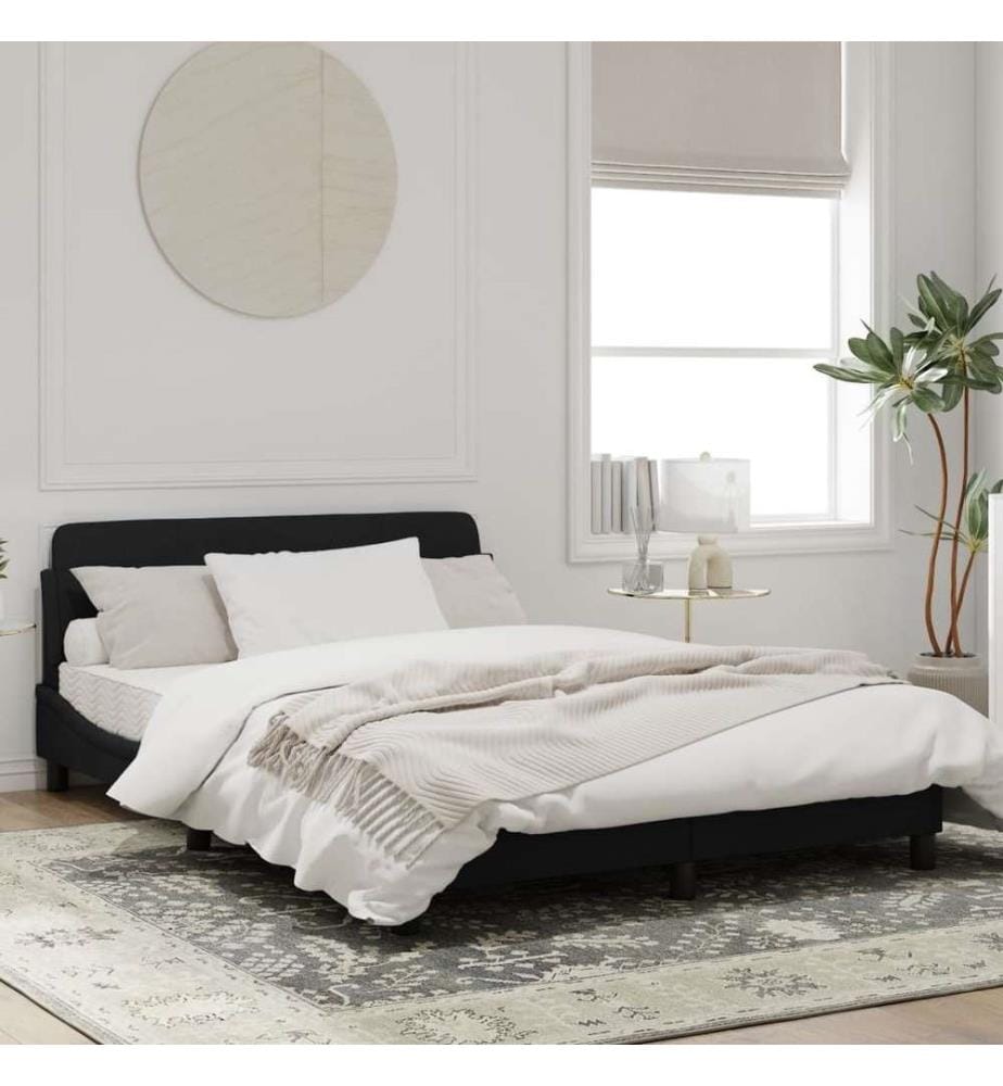 Bettgestell mit Kopfteil Schwarz 140x190 cm Samt