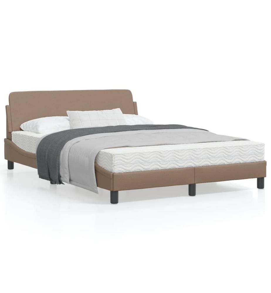 Bettgestell mit Kopfteil Cappuccino-Braun 140x190 cm Kunstleder