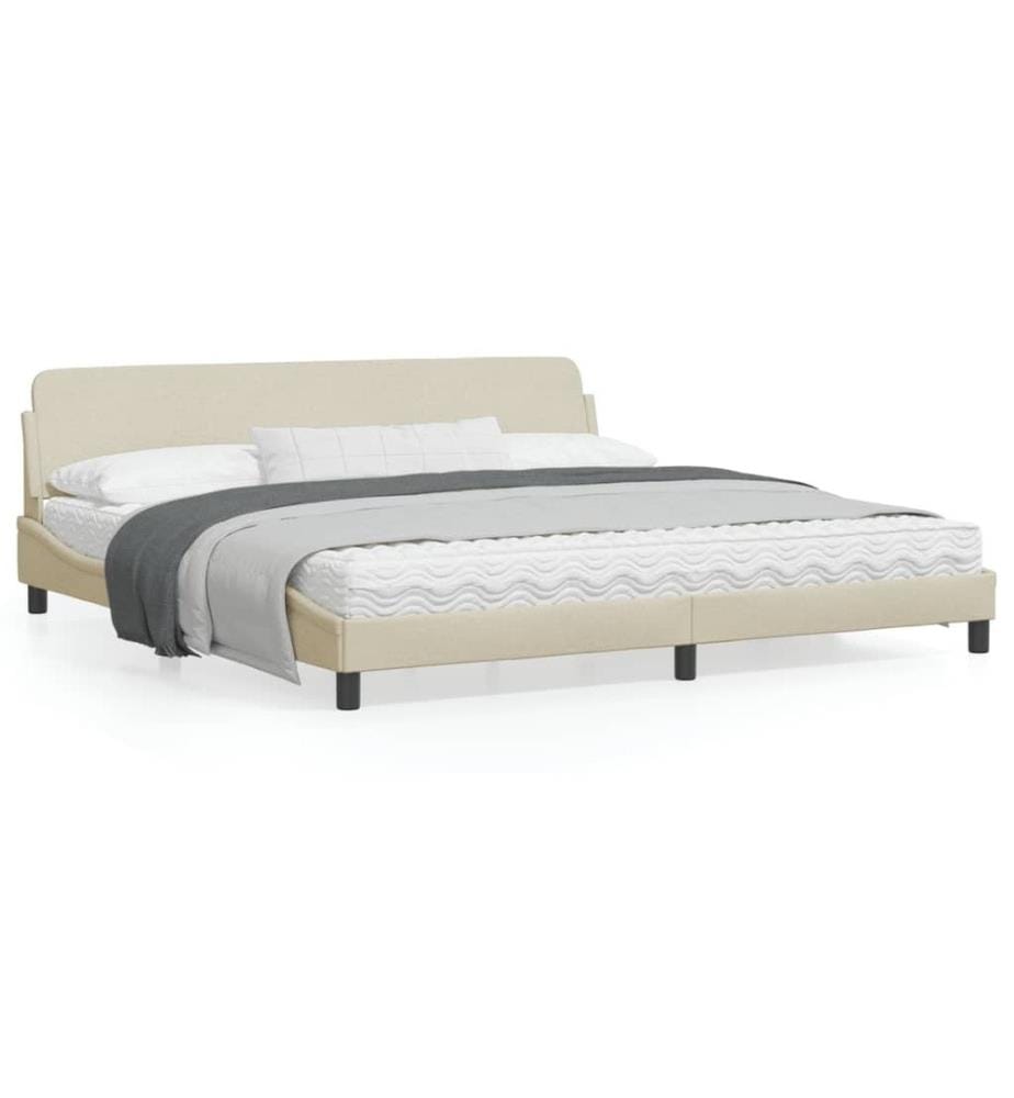 Bettgestell mit Kopfteil Creme 200x200 cm Stoff