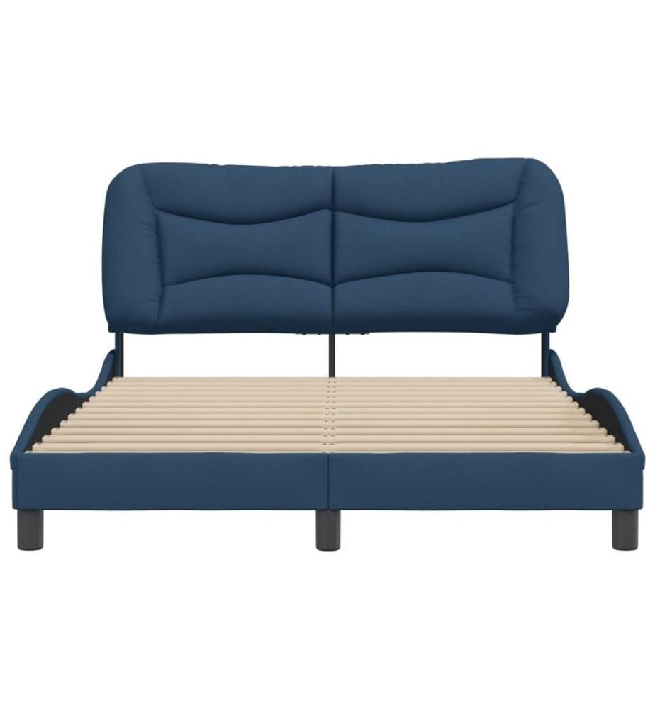 Bettgestell mit Kopfteil Blau 140x200 cm Stoff