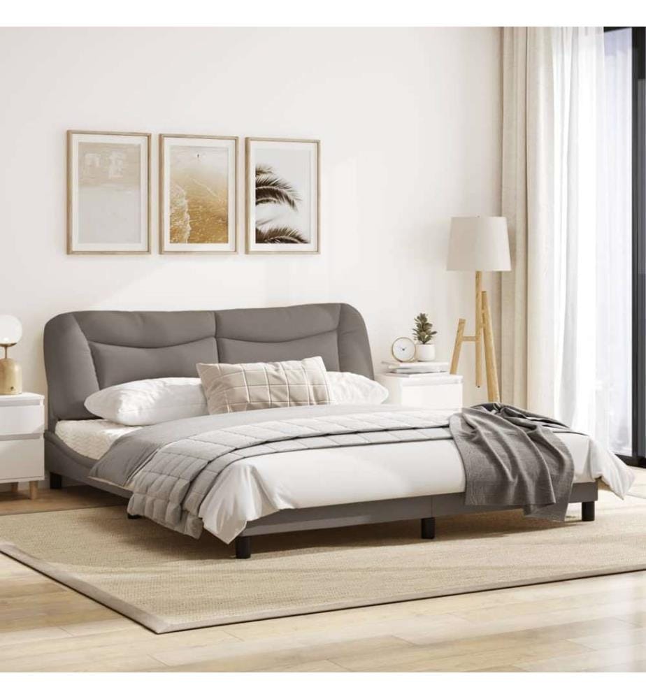 Bettgestell mit Kopfteil Taupe 180x200 cm Stoff