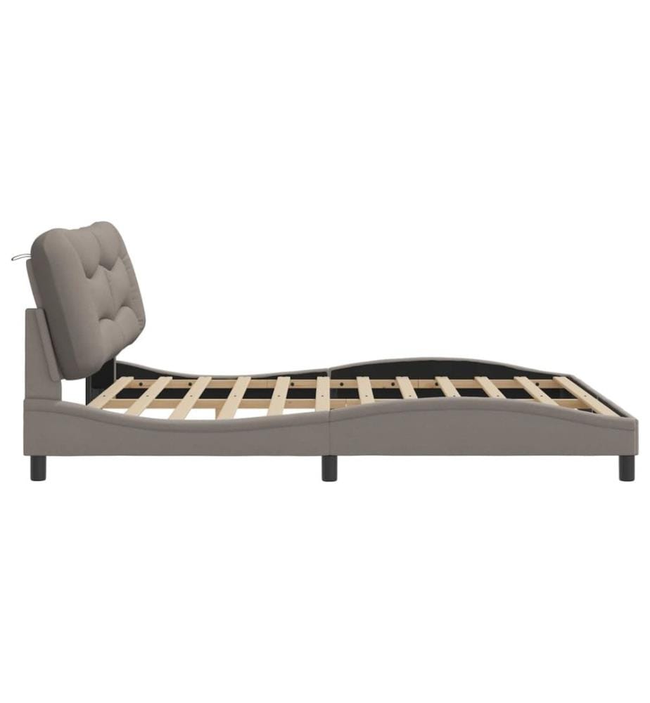 Bettgestell mit Kopfteil Taupe 180x200 cm Stoff