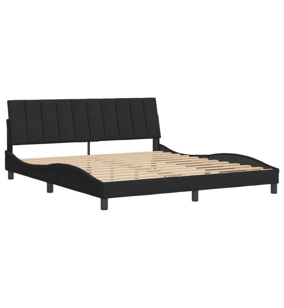 Bettgestell mit Kopfteil Schwarz 180x200 cm Samt