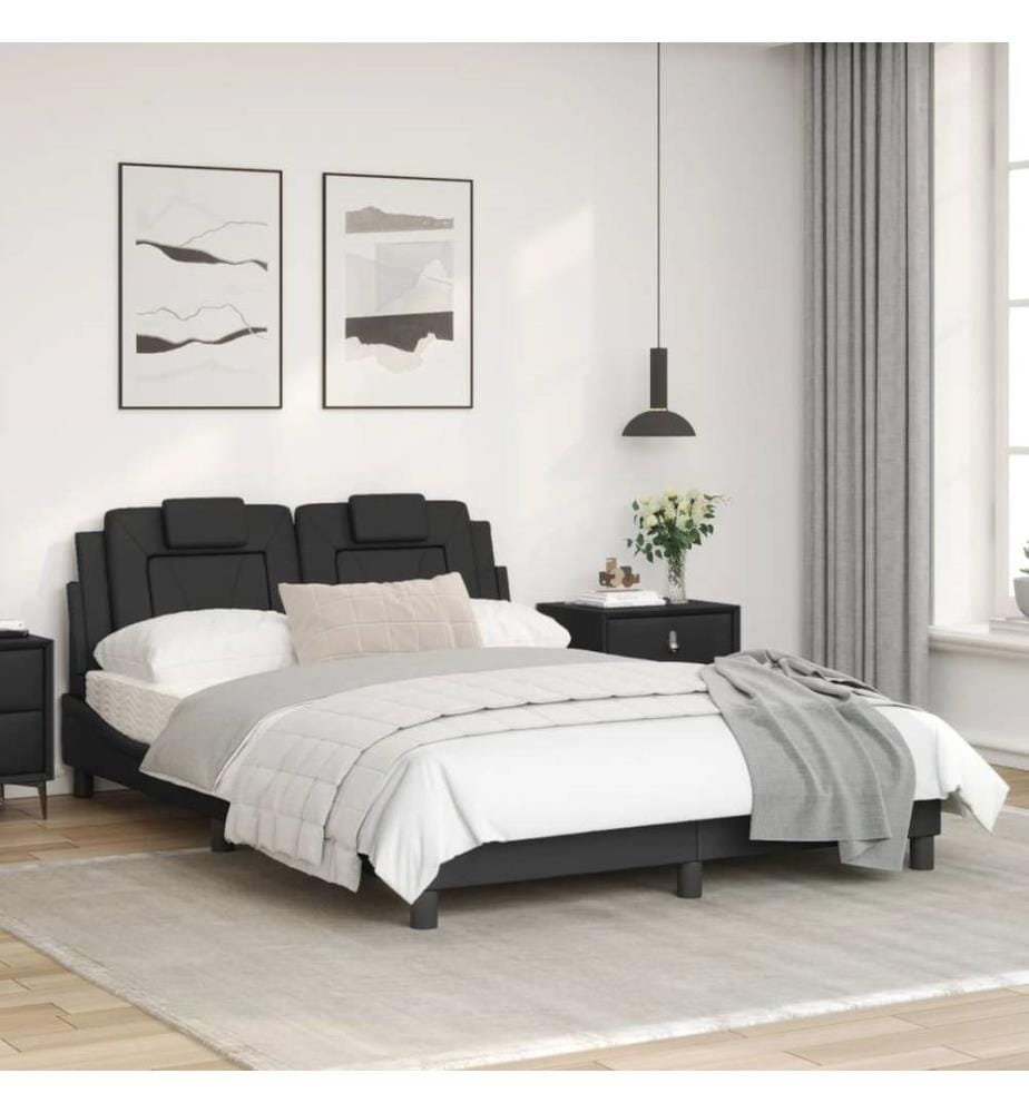 Bettgestell mit LED Schwarz 120x200 cm Kunstleder