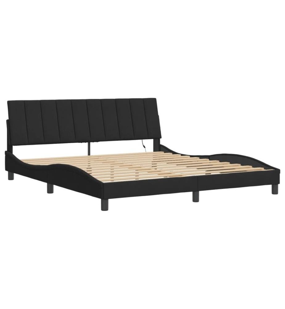 Bettgestell mit LED-Leuchten Schwarz 180x200 cm Samt