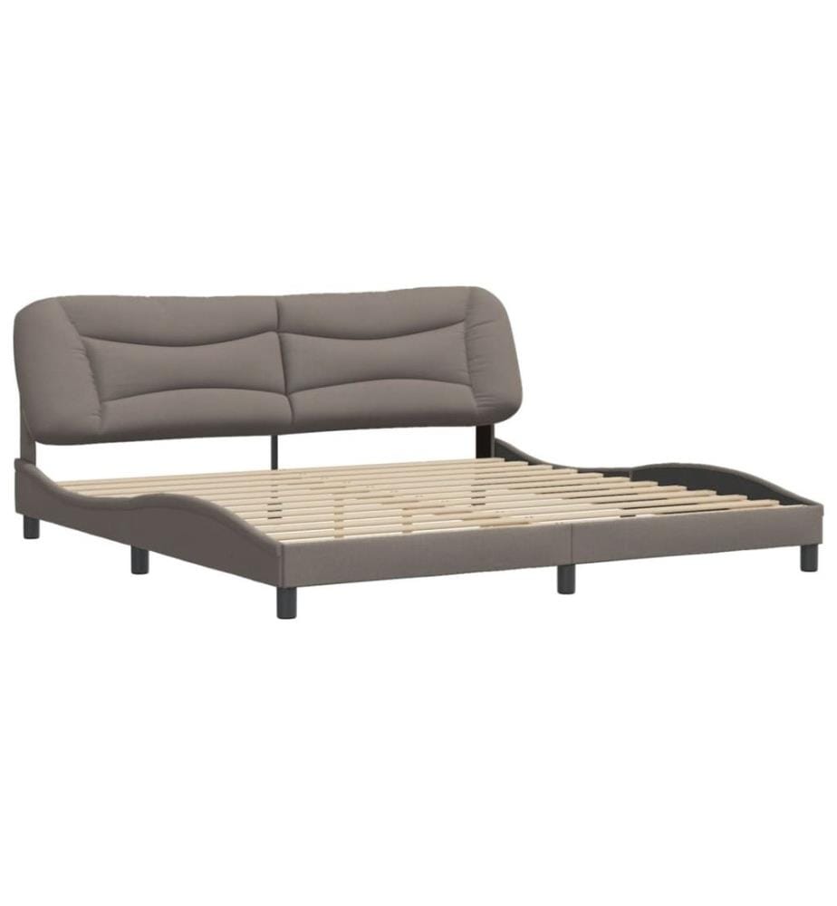 Bettgestell mit Kopfteil Taupe 200x200 cm Stoff