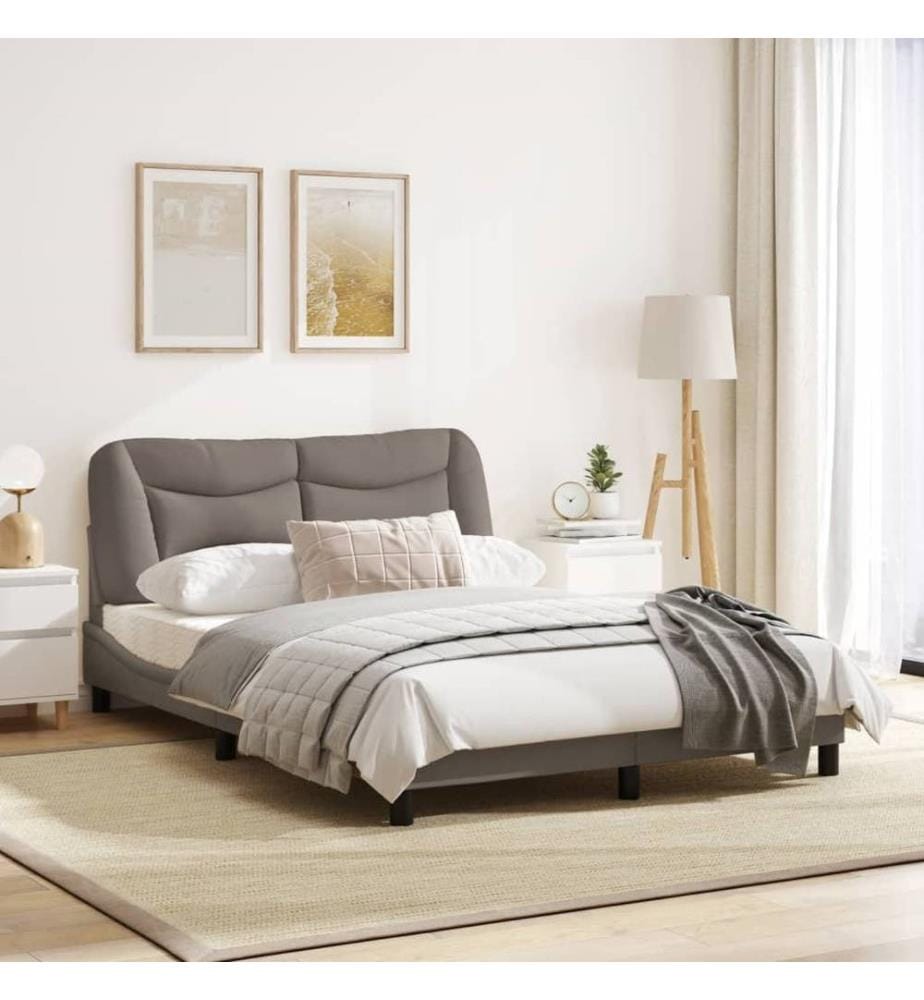 Bettgestell mit Kopfteil Taupe 140x200 cm Stoff