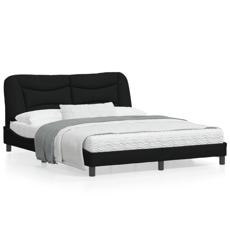 Bettgestell mit Kopfteil Schwarz 160x200 cm Stoff