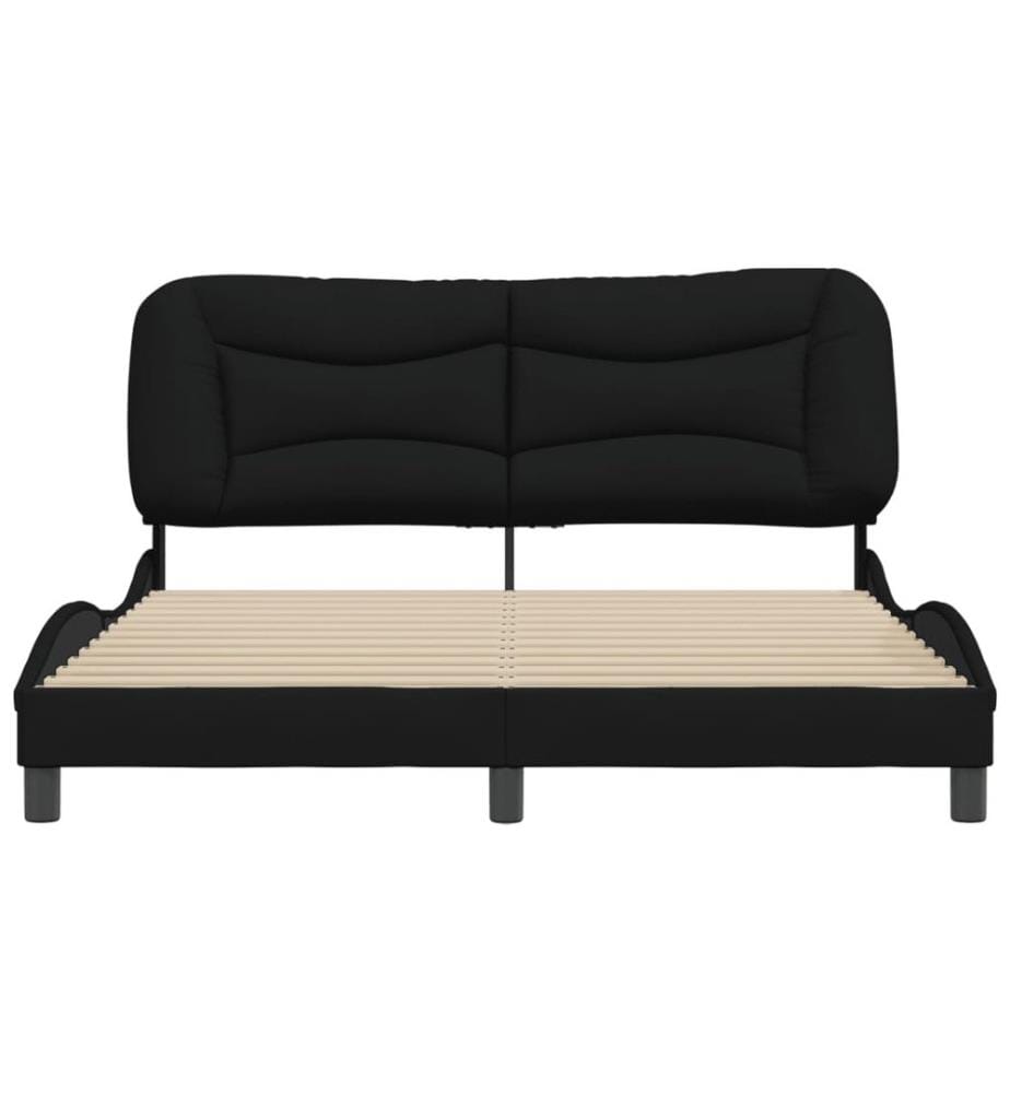 Bettgestell mit Kopfteil Schwarz 160x200 cm Stoff