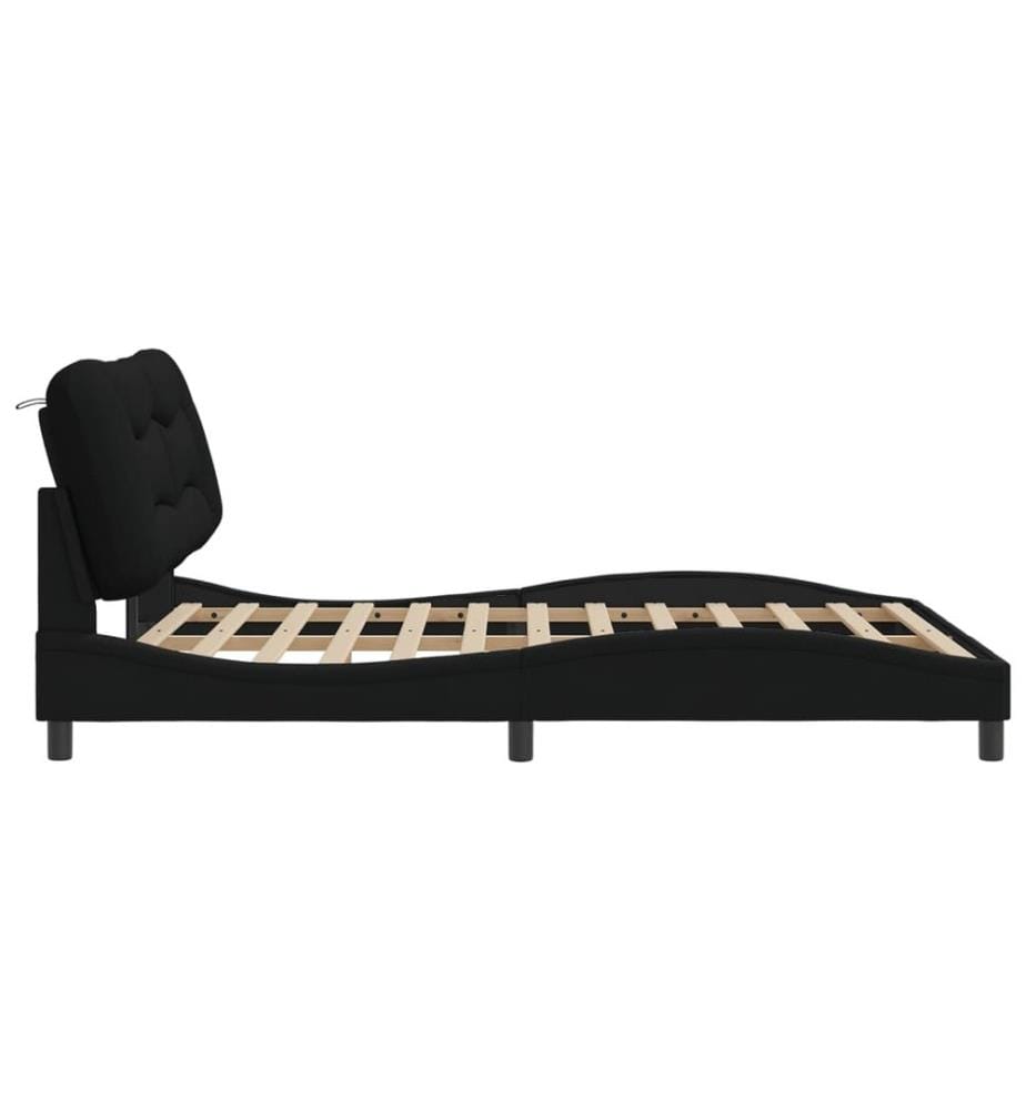 Bettgestell mit Kopfteil Schwarz 160x200 cm Stoff