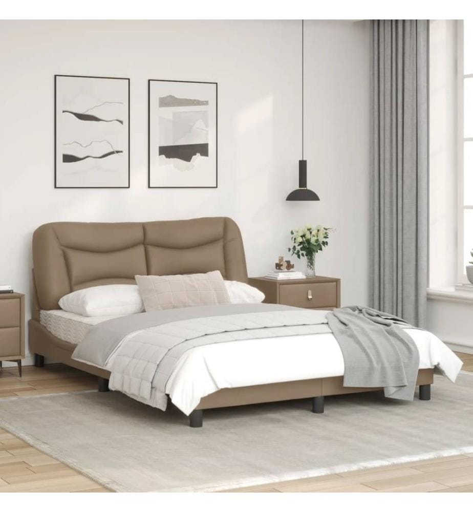 Bettgestell mit Kopfteil Cappuccino-Braun 140x200 cm Kunstleder