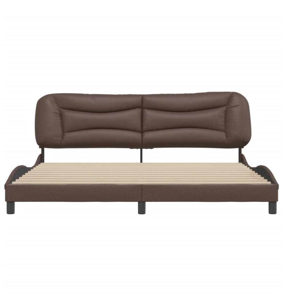 Bettgestell mit Kopfteil Braun 200x200 cm Kunstleder