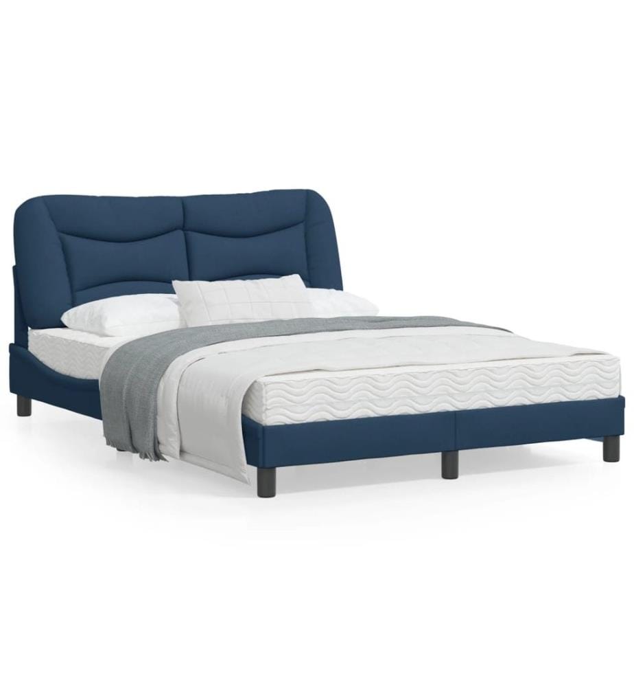 Bettgestell mit Kopfteil Blau 120x200 cm Stoff