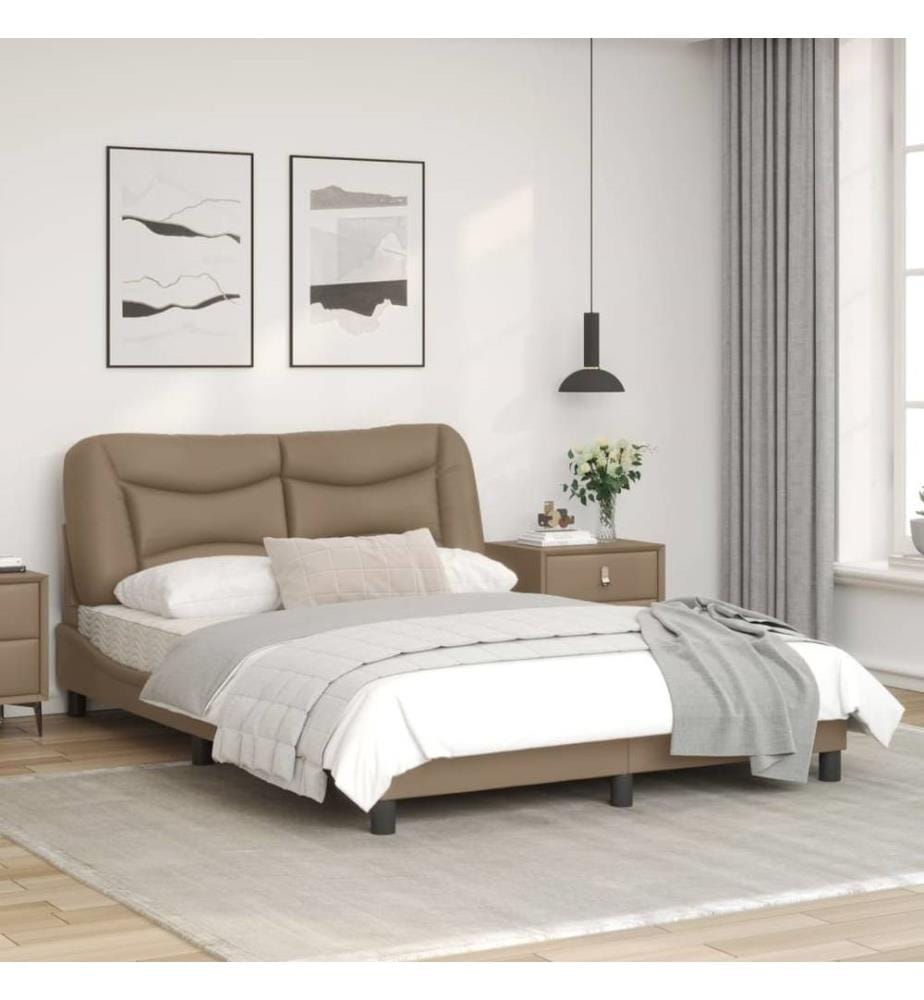 Bettgestell mit Kopfteil Cappuccino-Braun 140x190 cm Kunstleder