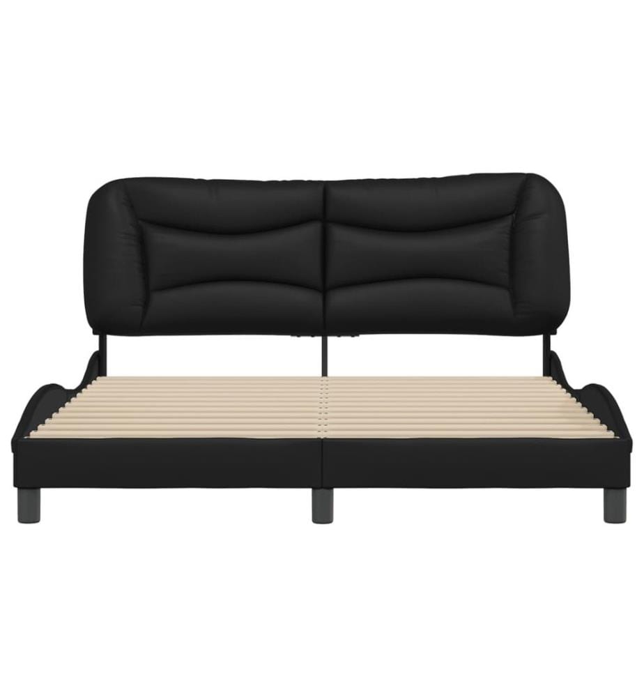 Bettgestell mit Kopfteil Schwarz 160x200 cm Kunstleder