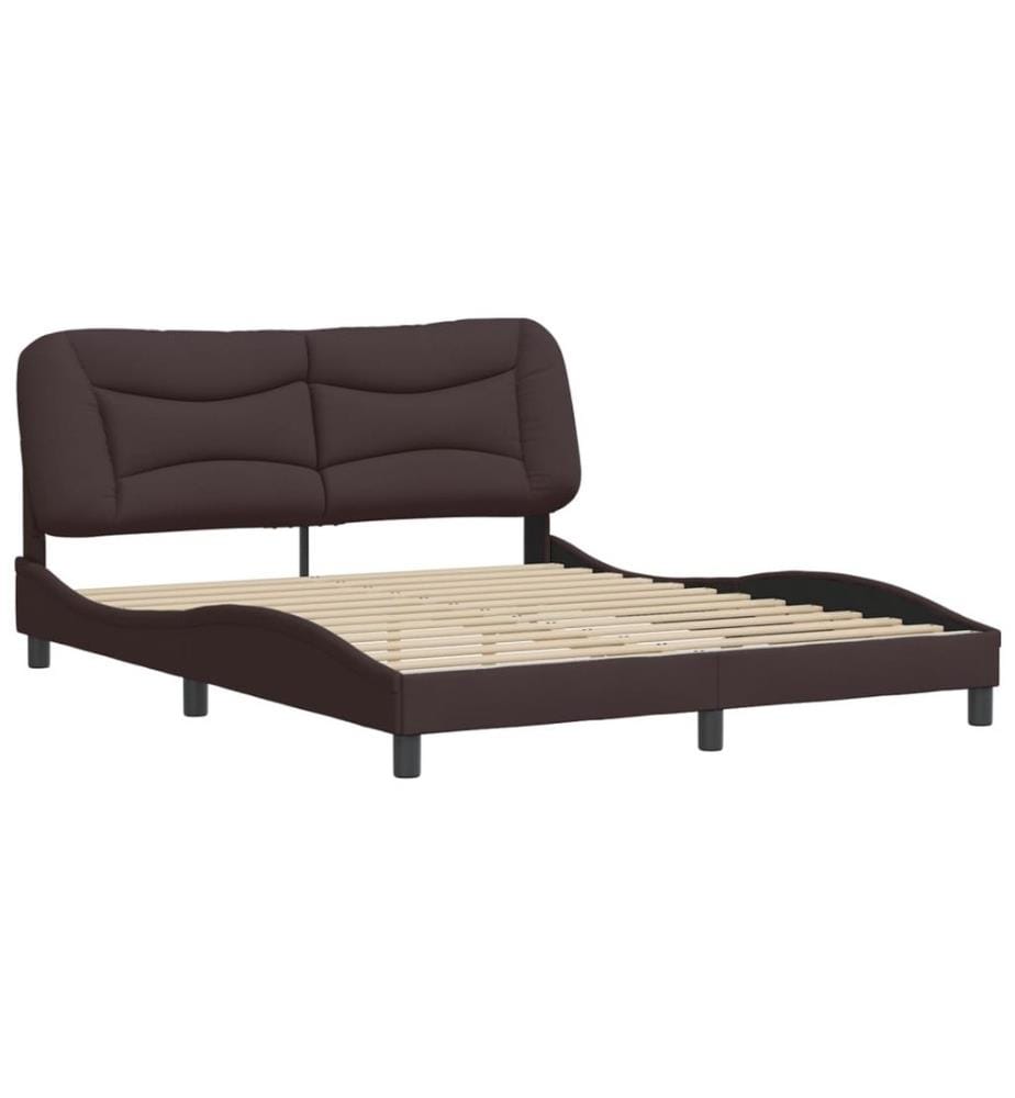 Bettgestell mit Kopfteil Dunkelbraun 160x200 cm Stoff