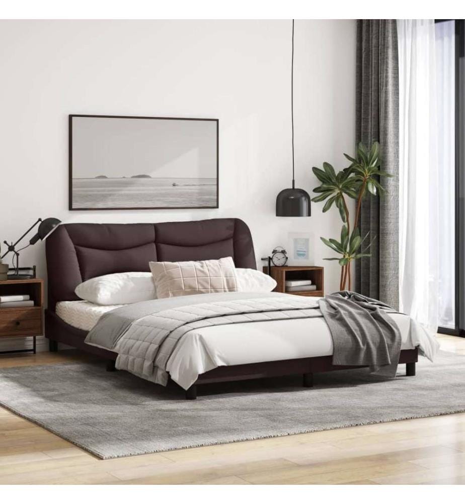 Bettgestell mit Kopfteil Dunkelbraun 160x200 cm Stoff
