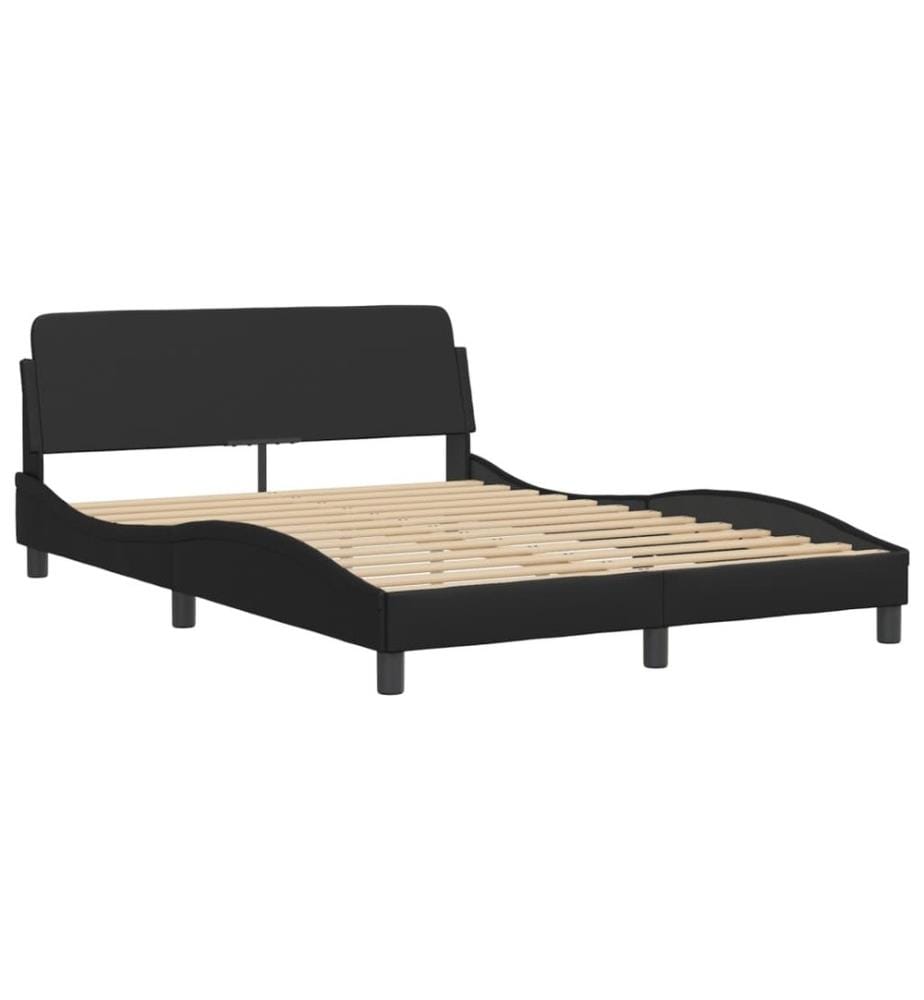 Bettgestell mit Kopfteil Schwarz 120x200 cm Kunstleder