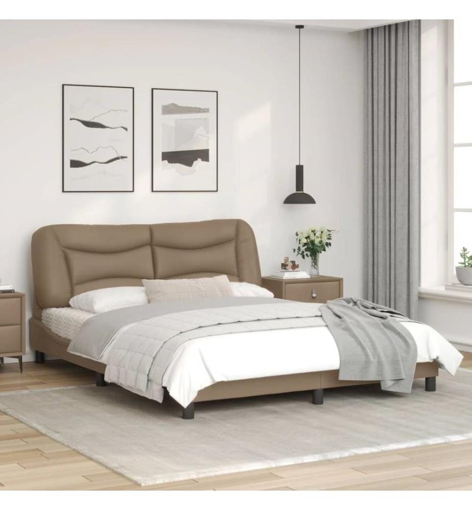 Bettgestell mit Kopfteil Cappuccino-Braun 160x200 cm Kunstleder