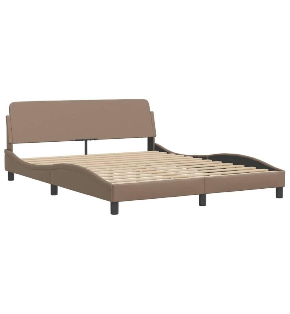 Bettgestell mit Kopfteil Cappuccino-Braun 160x200 cm Kunstleder
