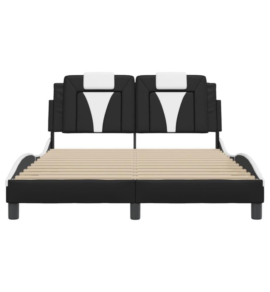 Bettgestell mit LED Schwarz und Weiss 120x200 cm Kunstleder