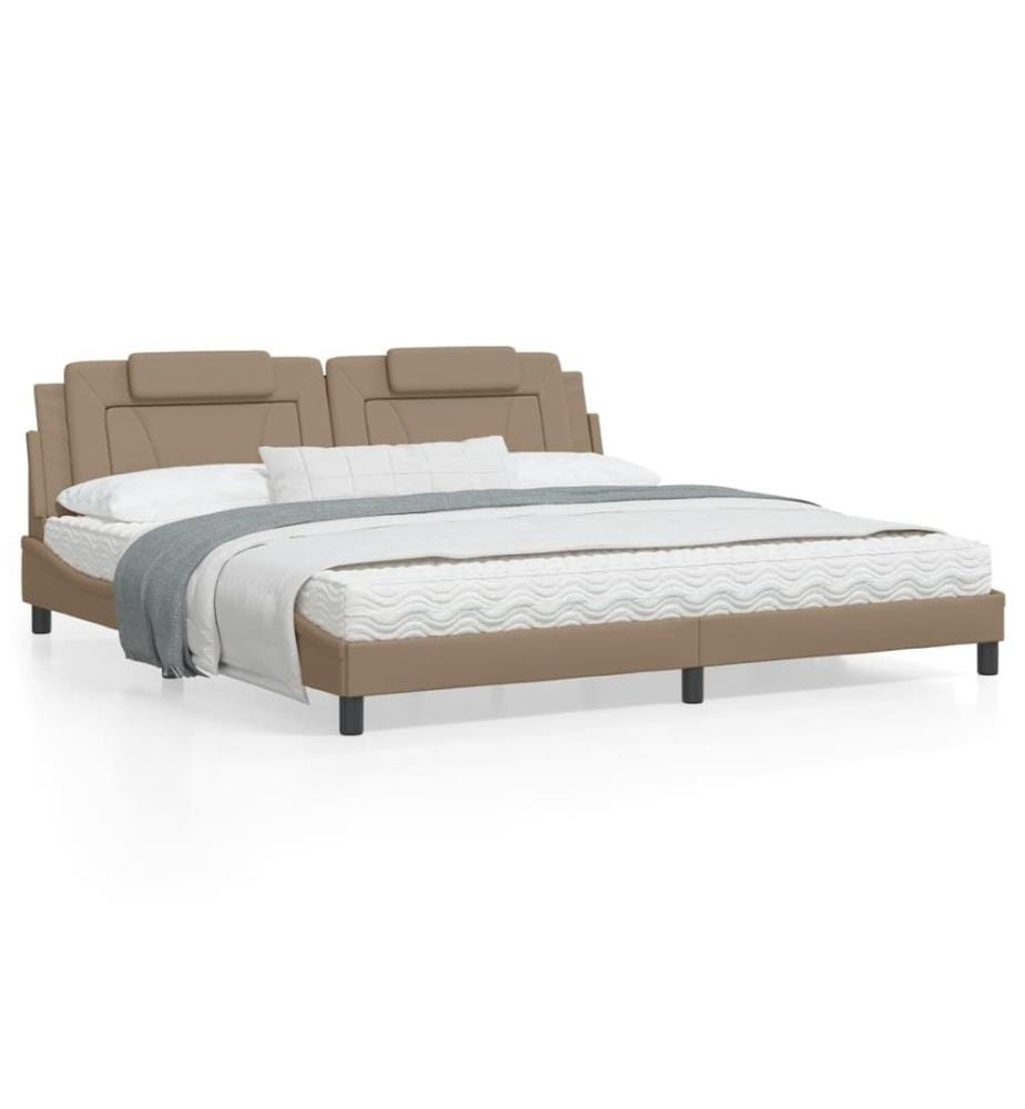 Bettgestell mit LED Cappuccino-Braun 200x200 cm Kunstleder