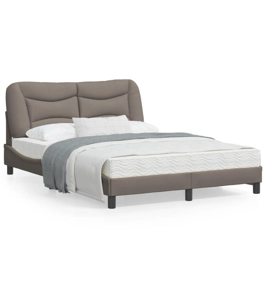 Bettgestell mit LED Taupe 120x200 cm Stoff