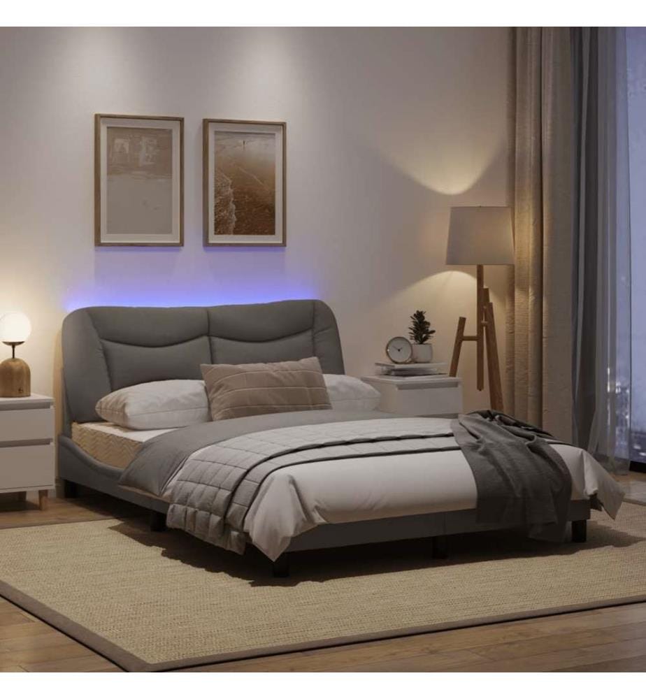 Bettgestell mit LED Taupe 120x200 cm Stoff