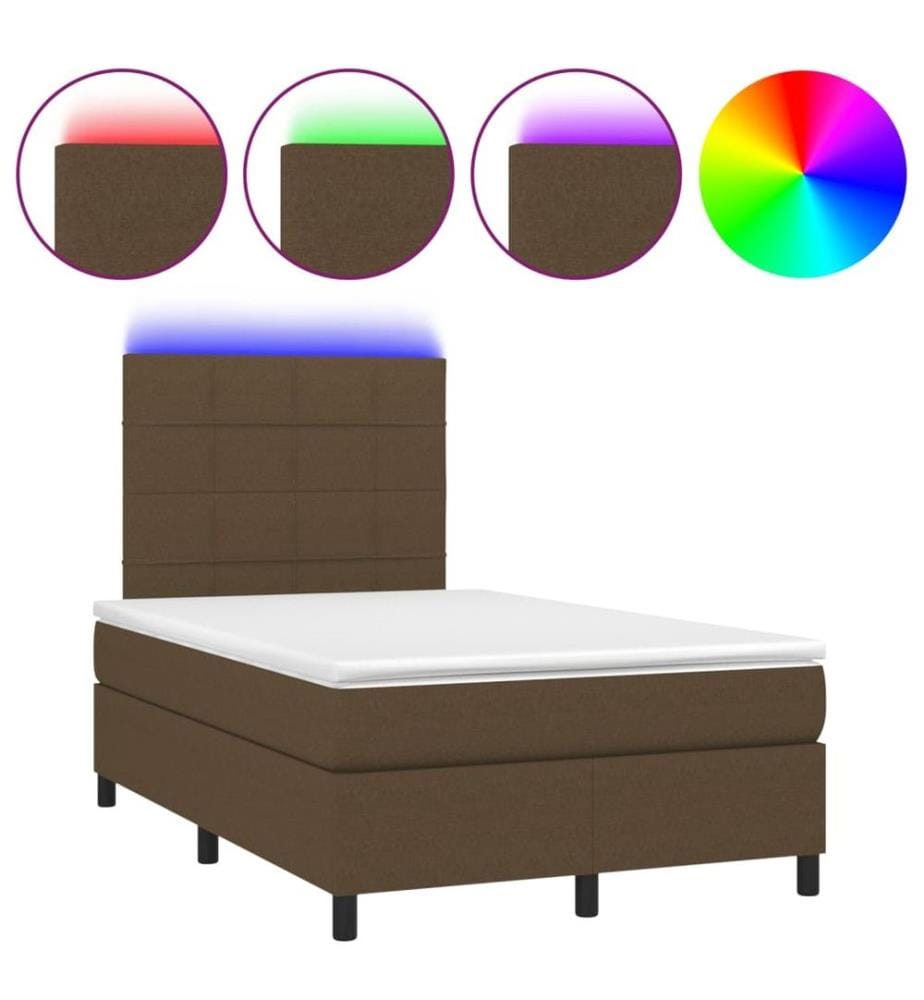 Boxspringbett mit Matratze & LED Dunkelbraun 120x190 cm Stoff