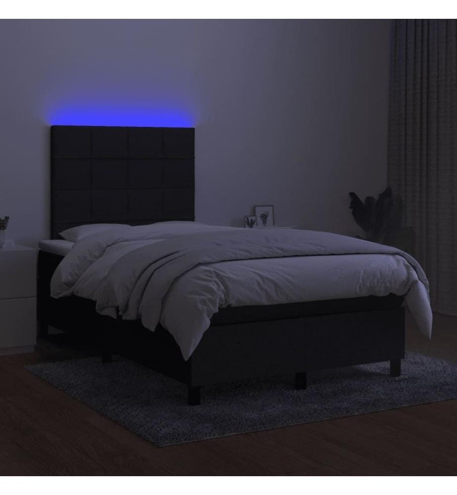 Boxspringbett mit Matratze & LED Schwarz 120x190 cm Stoff