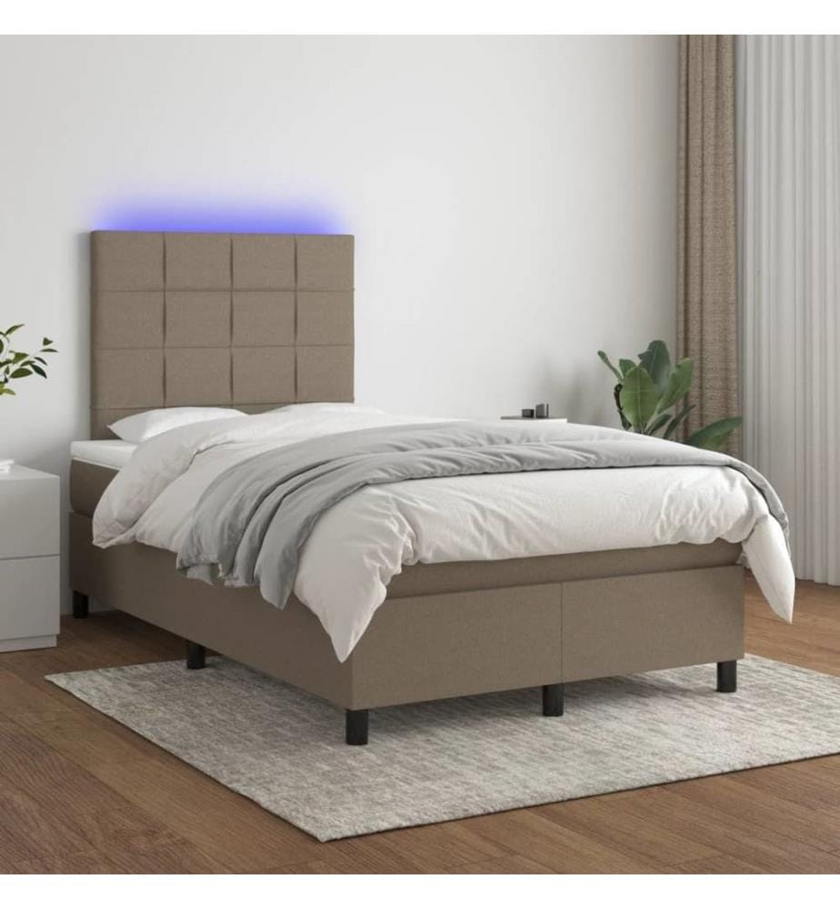 Boxspringbett mit Matratze & LED Taupe 120x190 cm Stoff