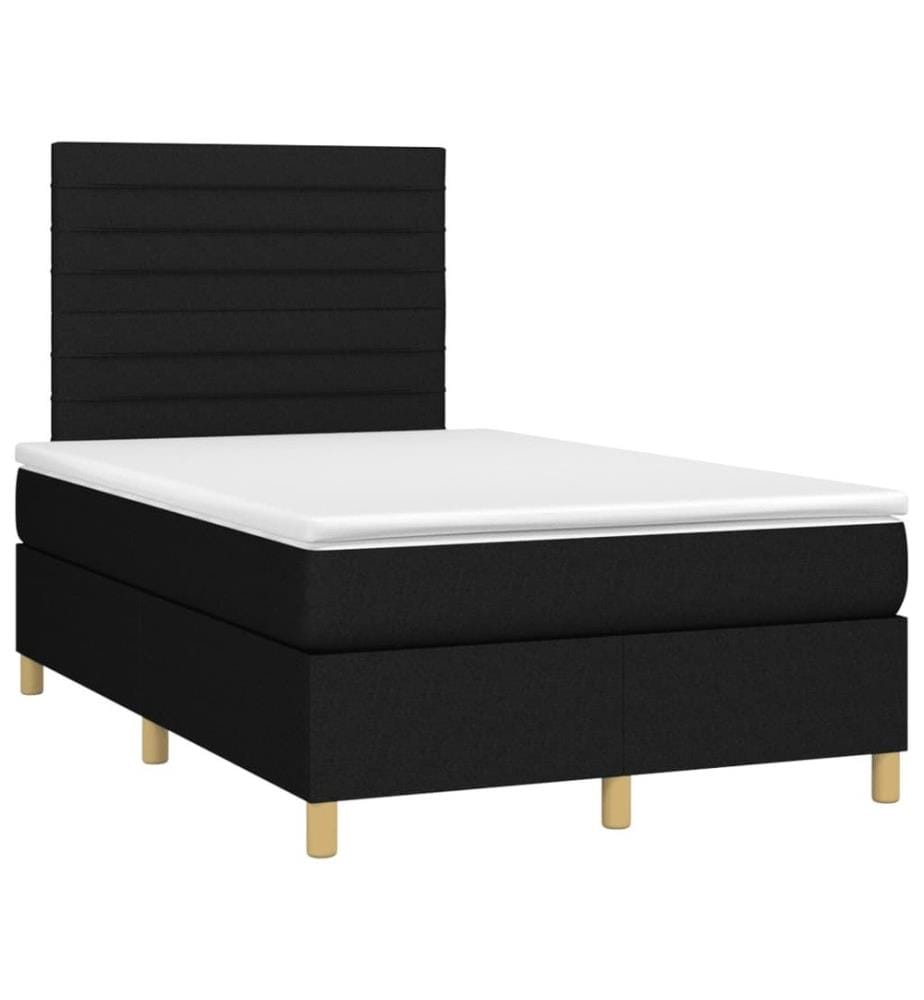 Boxspringbett mit Matratze & LED Schwarz 120x190 cm Stoff