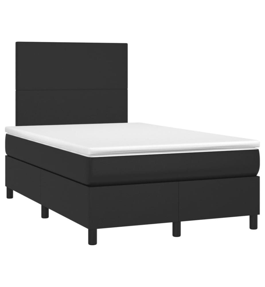 Boxspringbett mit Matratze & LED Schwarz 120x190 cm Kunstleder