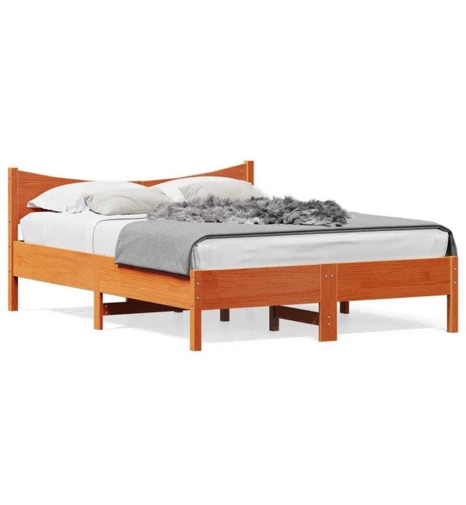 Massivholzbett Wachsbraun 135x190 cm Kiefer