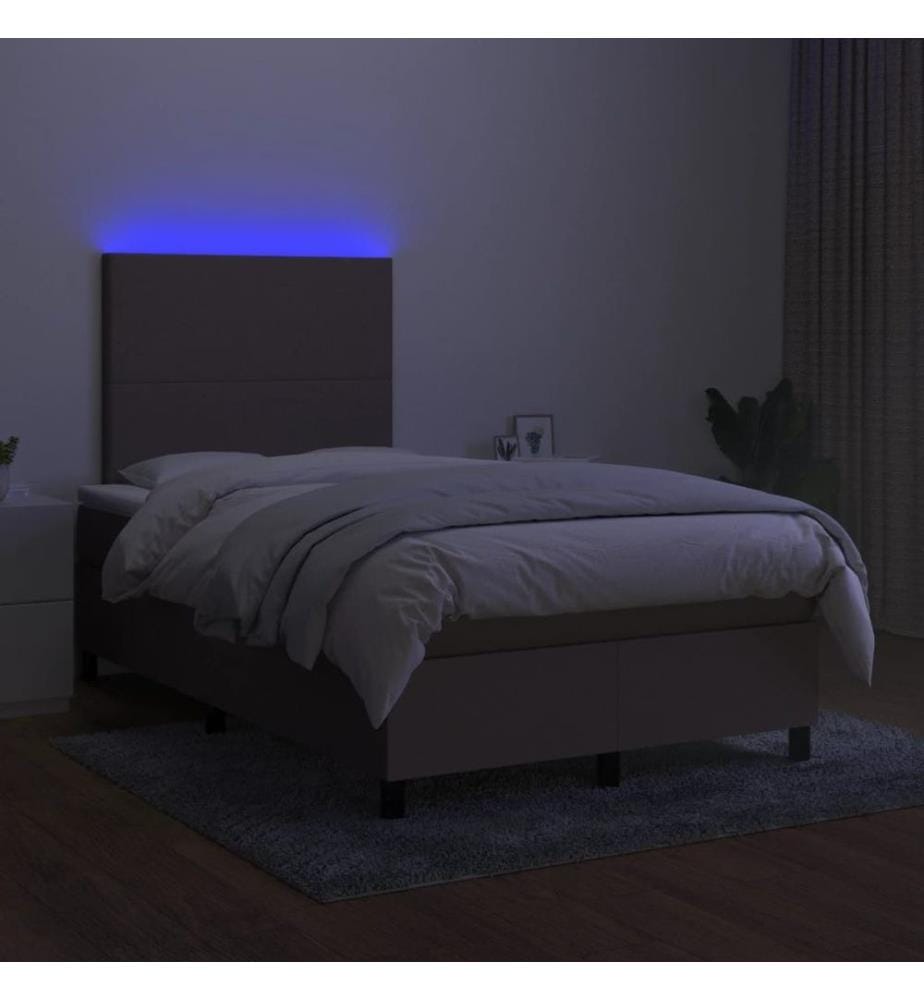 Boxspringbett mit Matratze & LED Taupe 120x190 cm Stoff