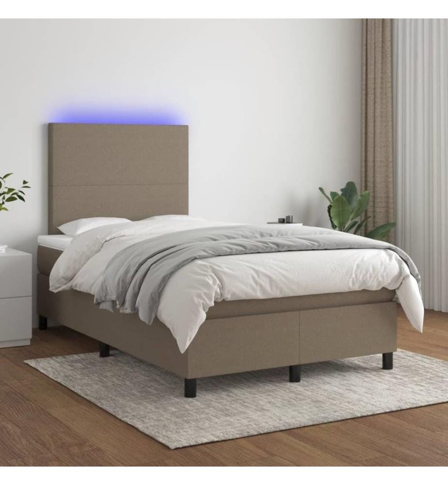 Boxspringbett mit Matratze & LED Taupe 120x190 cm Stoff