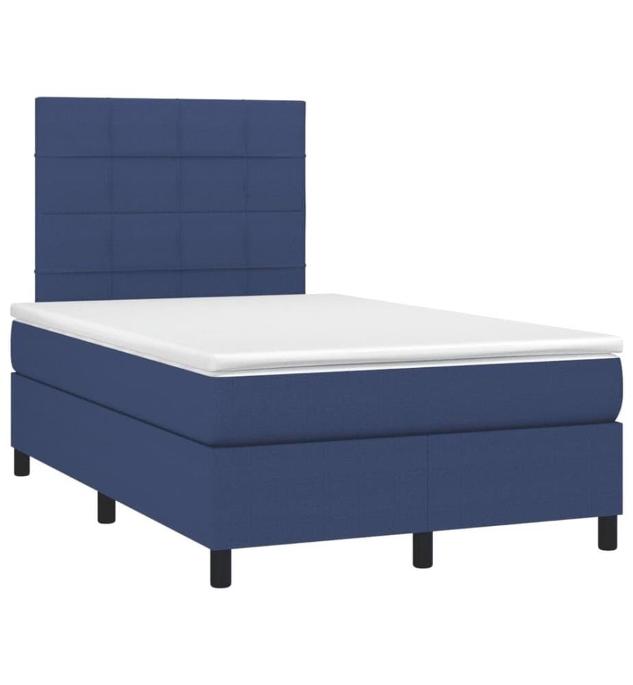 Boxspringbett mit Matratze & LED Blau 120x190 cm Stoff