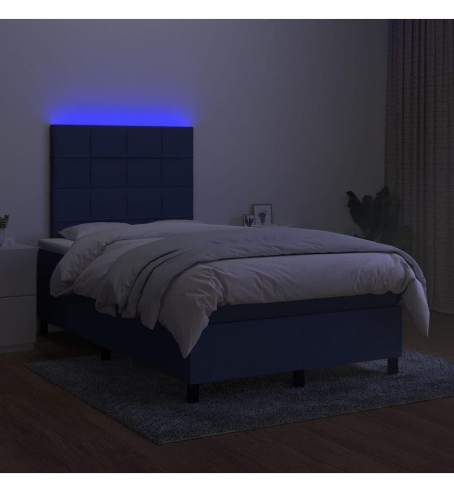 Boxspringbett mit Matratze & LED Blau 120x190 cm Stoff