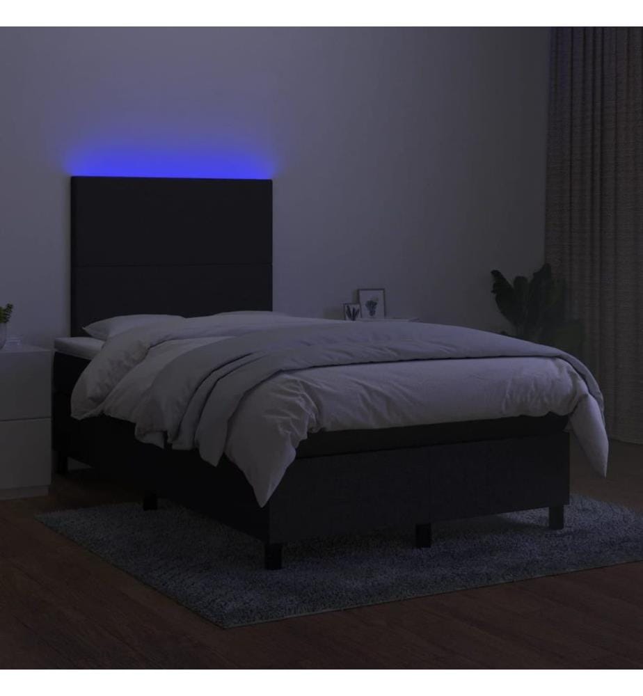 Boxspringbett mit Matratze & LED Schwarz 120x190 cm Stoff