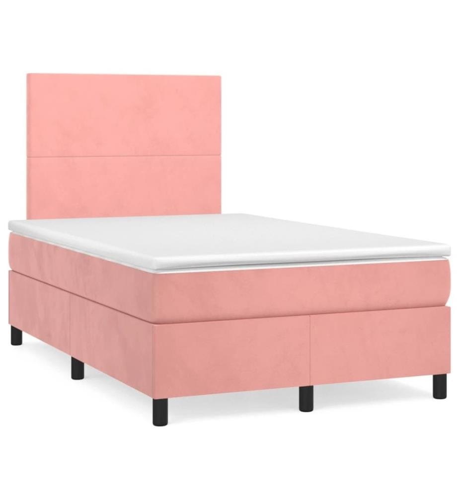 Boxspringbett mit Matratze & LED Rosa 120x190 cm Samt