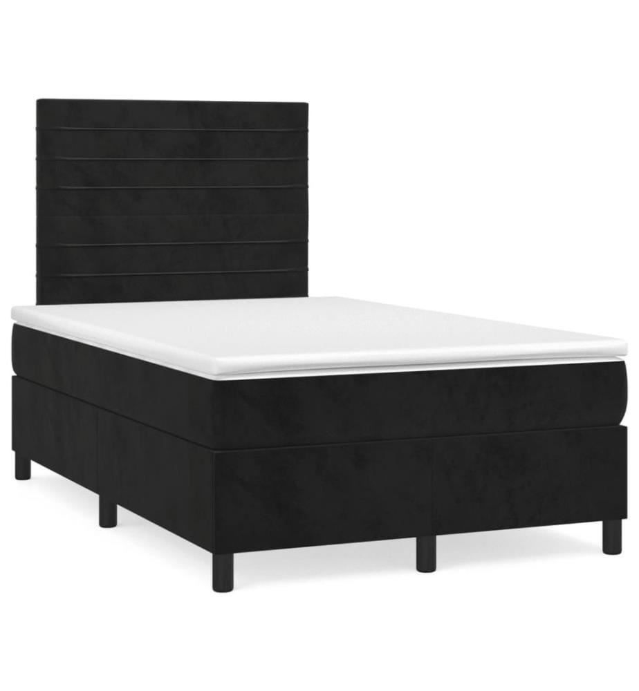 Boxspringbett mit Matratze & LED Schwarz 120x190 cm Samt