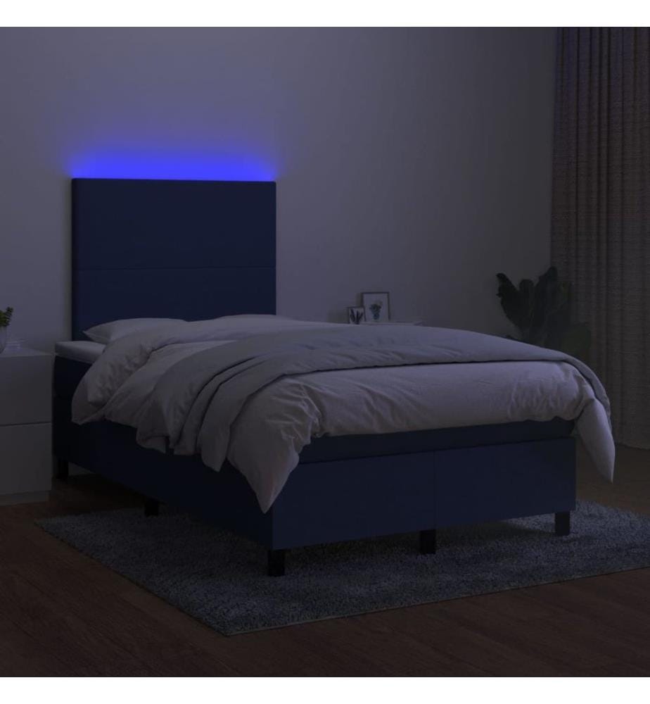 Boxspringbett mit Matratze & LED Blau 120x190 cm Stoff