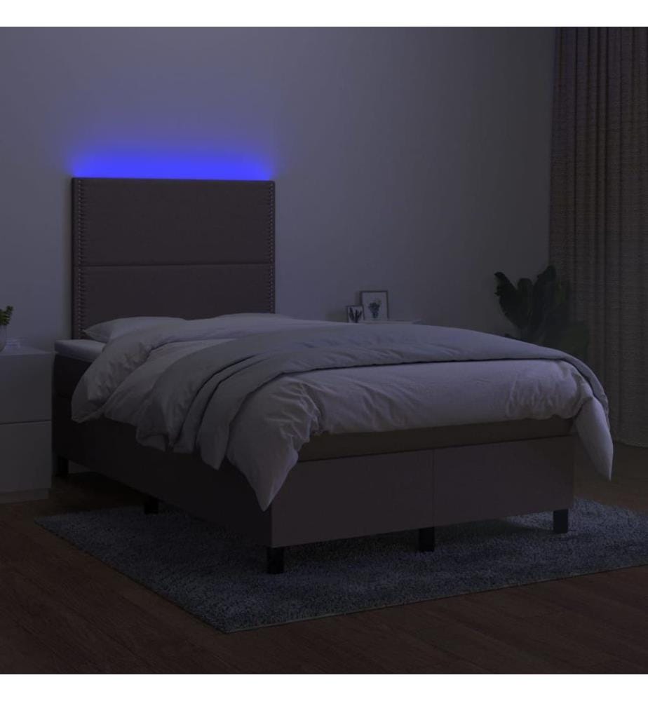 Boxspringbett mit Matratze & LED Taupe 120x190 cm Stoff